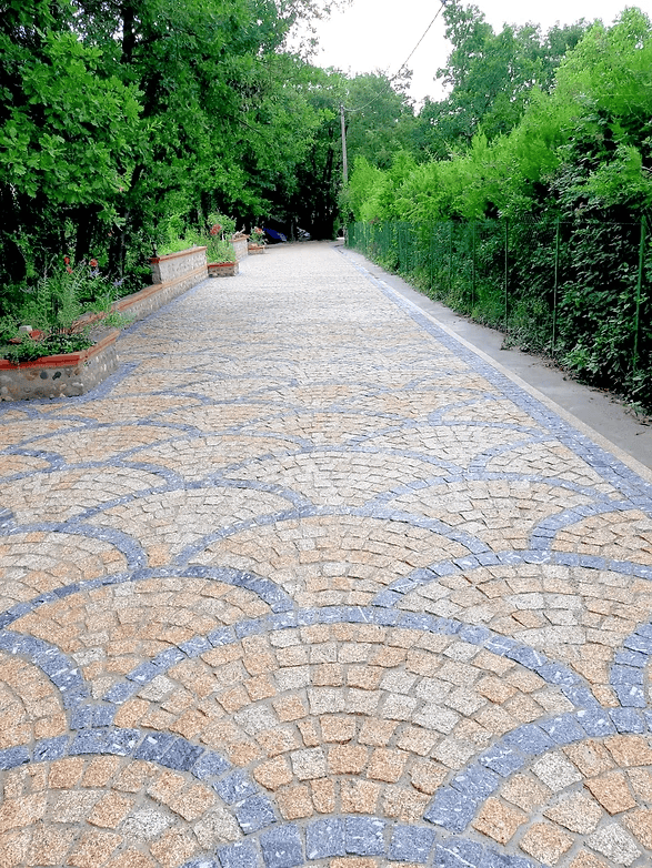natural cobblestone courtyard