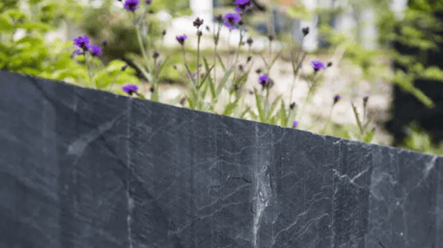 natural slate sided garden bed