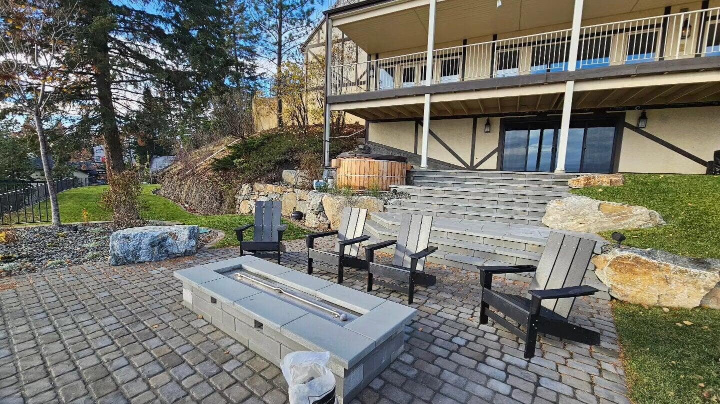 Lakeview property extension - concrete patios and terraces